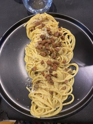 Vegan carbonara  at Arrassusia Bistrot in Wied Il-ghajn