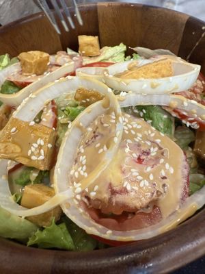 Salad closeup (delicious sesame ginger dressing)  at Kem-Kon Pahurat (เข้ม-ข้น พาหุรัด) in Bangkok