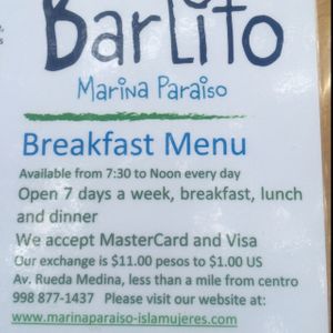 Info  at Barlito Bakery and Cafe in Isla Mujeres