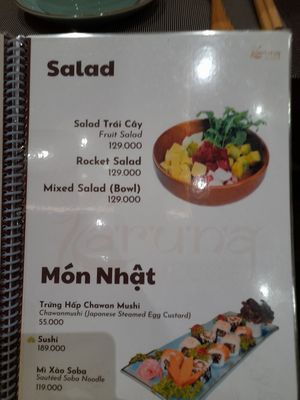 Menu at Karuna Veggie in Ho Chi Minh City