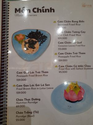 Menu at Karuna Veggie in Ho Chi Minh City