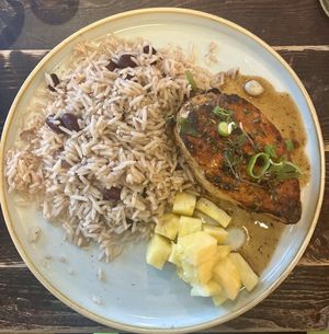 Plant based Jerk Chicken   at Turtle Bay in Liverpool
