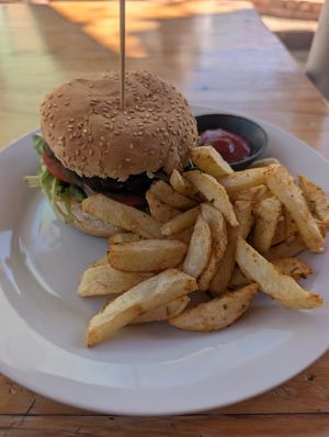 Vegan burger at Pure Cafe in Greyton