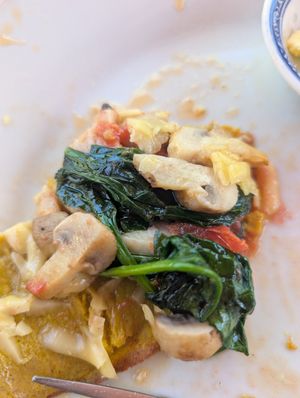 Vegan omelette inside (there's even vegan cheese!) at Pure Cafe in Greyton