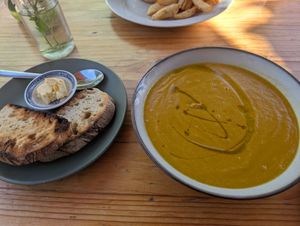 Butternut soup at Pure Cafe in Greyton