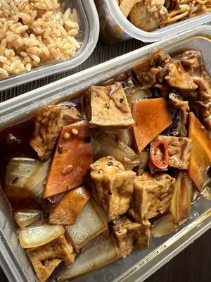 Tofu green pepper and black bean dish   at Wawin Vegan Chinese in Glasgow