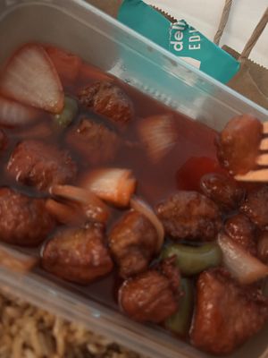 Sweet and sour with chkn   at Wawin Vegan Chinese in Glasgow