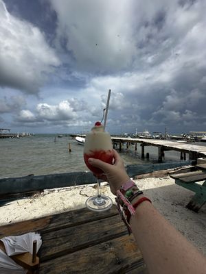 Fresh and vegan piña colada  at Barefoot Caribe in Caye Caulker