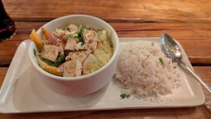 Tofu curry at Barefoot Caribe in Caye Caulker