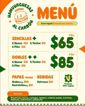 Menu 1-2024 #Veganuary at Hamvurguesas al Carbon in Mexico City