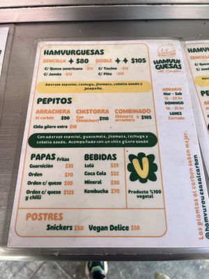 menú  at Hamvurguesas al Carbon in Mexico City