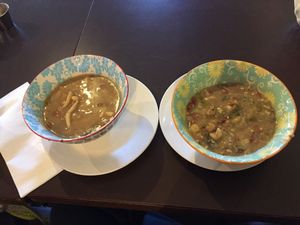 Mushroom soup/hatch green chili AWESOME!! at Urban Fresh in Tucson