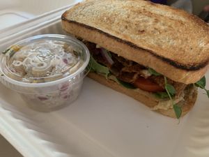 BLT Sandwich on Sourdough with a side of Macaroni Salad at Urban Fresh in Tucson