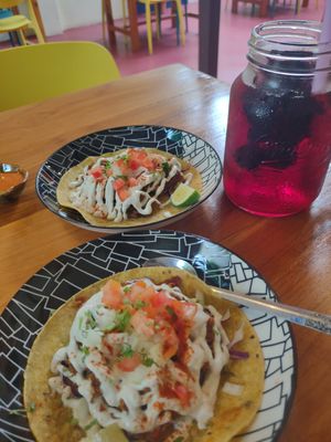 Excellent vegan tacos 🌮😋 hibiscus lemonade at Peyote Restaurant Samui in Koh Samui