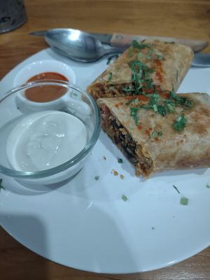 Vegan chorizo burrito 🤤 delicious at Peyote Restaurant Samui in Koh Samui