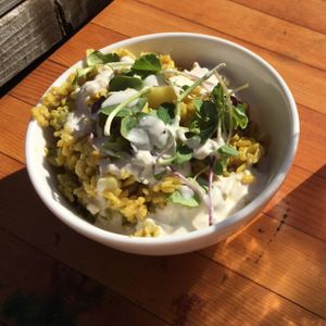 cauliflower & rice curry bowl - vegan  at Happy Girl Kitchen in Pacific Grove