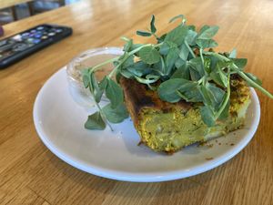 Chickpea frittata  at Happy Girl Kitchen in Pacific Grove