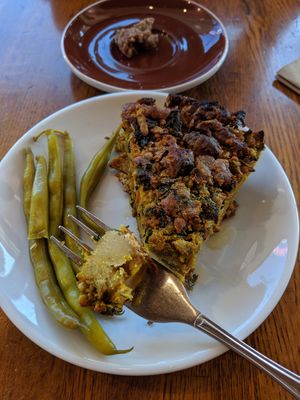 Vegan & gluten free chickpea frittata at Happy Girl Kitchen in Pacific Grove