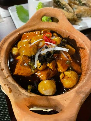 nấm rơm kho tiêu bắt cơm đậm đà at Hứa Ý Đế Chay in Qui Nhon