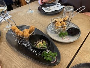 Coconut crusted tofu and money bags for entree.   at Thai Days Restaurant in Goolwa