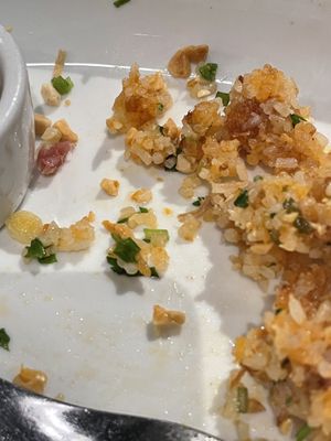 Pork (left, next to sauce dish) discovered too late   at Saap in Cary