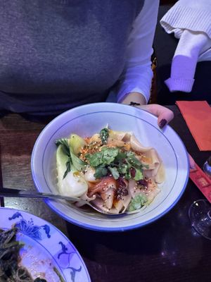 Biang Biang Noodle with Chilioil (Al lot of celantro!)  at Drei Chinesen in Dusseldorf