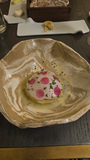 Stuffed artichoke with couscous, vegetables, pine nuts and truffle sauce at Bistrot 55 Classic Edition in Limassol