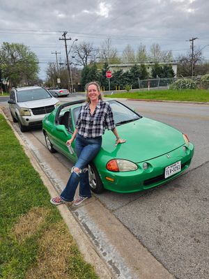 new owner & concr mascot "lil green" at Conscious Cravings - S 1st St in Austin