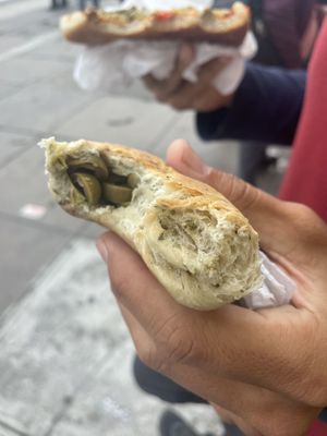 Inside cachito Green olives   at Vrinda in Lima