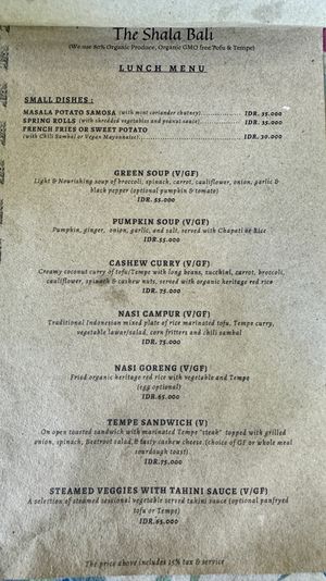 Lunch menu #Veganuary at The Shala Bali in Ubud