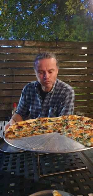 Vegan vodka sauce pizza at Pizza Delicious in New Orleans