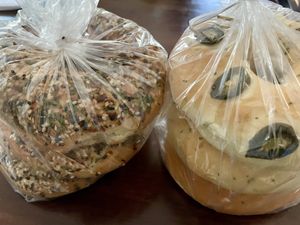 Everything bagels and jalapeño bagels   at Two Sisters Bakery in Corvallis