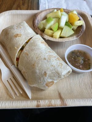 No meato burrito with fruit  at Cafe Coco in Washburn