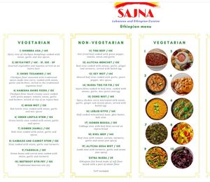 Menu etíope at Sajna-Lebanese and Ethiopian Restaurant in Lisbon