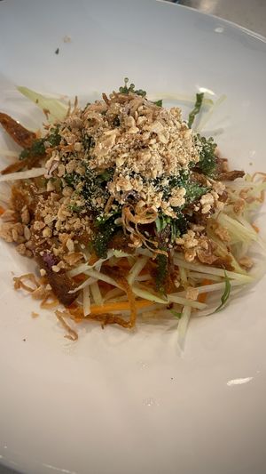 Papaya and SeaGrape saladd  at The Hestia Veggie in Vancouver