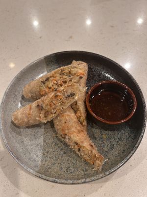 Crispy summer rolls  at The Hestia Veggie in Vancouver