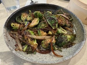 Wokfried Brussel Sprouts at The Hestia Veggie in Vancouver