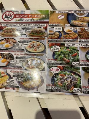 Menu  at Red Pho Cafe in Phan Thiet