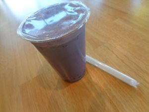 Regular taro bubble tea with taro bubbles. Available in almond or oat milk and the sugar level is adjustable. I got 50% sugar. Fabulous! at Bodhi Express in Westlake