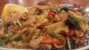 Drunken Noodle with Tofu (vegan) at Takieng Thai Cuisine in Fair Oaks