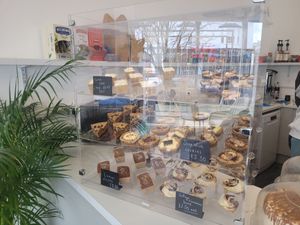 Cakes Display at Pip & Oat in Llandudno