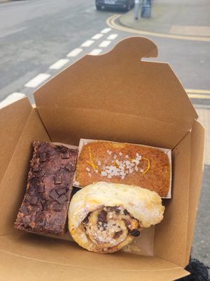 Tripple Stack Chocolate Cookie, Lemon Drizzle Loaf and Sultana and Cinnamon Bun at Pip & Oat in Llandudno