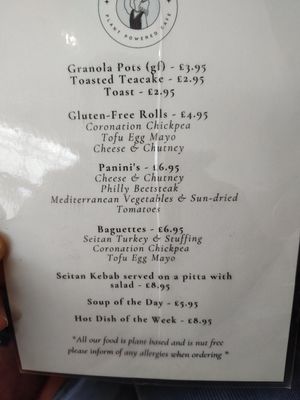 Basic menu which will hopefully grow at Pip & Oat in Llandudno