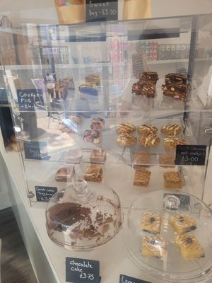 Cakes Display August 2024 at Pip & Oat in Llandudno