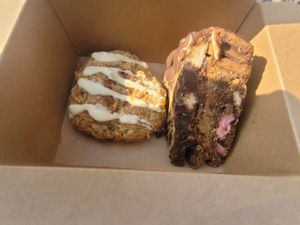 Apple, Cinnamon and Oat Cookie and Rocky Road Pie at Pip & Oat in Llandudno