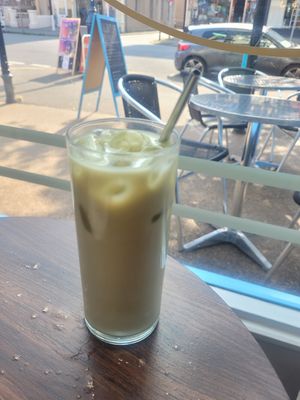 Iced Matcha at Pip & Oat in Llandudno