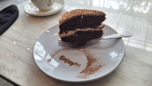 Mocha cake at Pip & Oat in Llandudno