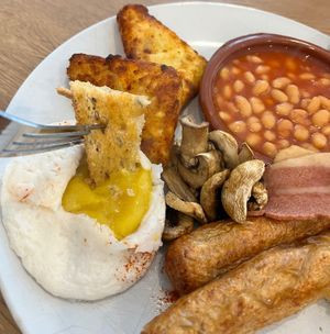 Delicious tofu based dippy egg on Pip and Oat’s generous breakfast  at Pip & Oat in Llandudno