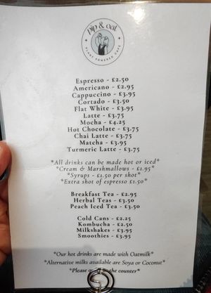 Menu Feb 25 at Pip & Oat in Llandudno