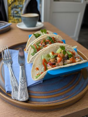 Mushroom tacos  at Pip & Oat in Llandudno